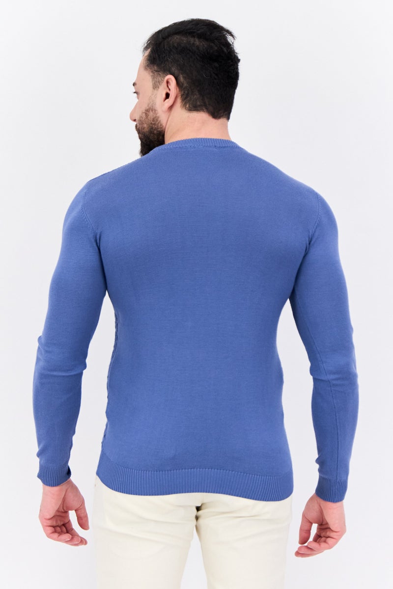 Sorbino سويت شيرت رجالي بأكمام طويلة وياقة دائرية، لون أزرق رمادي - Image 3