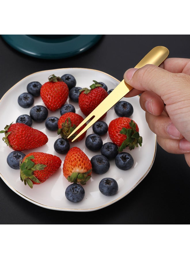 Stainless Steel Fruit Fork Kidsren's High-looking Ice Cream Spoon Household Ice Cream Fork Creative Living Room Dessert Spoon Wholesale Wine Picks-Specifications:New Fruit Fork-silver [bagged]