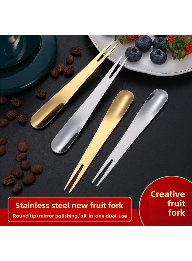 Stainless Steel Fruit Fork Kidsren's High-looking Ice Cream Spoon Household Ice Cream Fork Creative Living Room Dessert Spoon Wholesale Wine Picks-Specifications:New Fruit Fork-silver [bagged]
