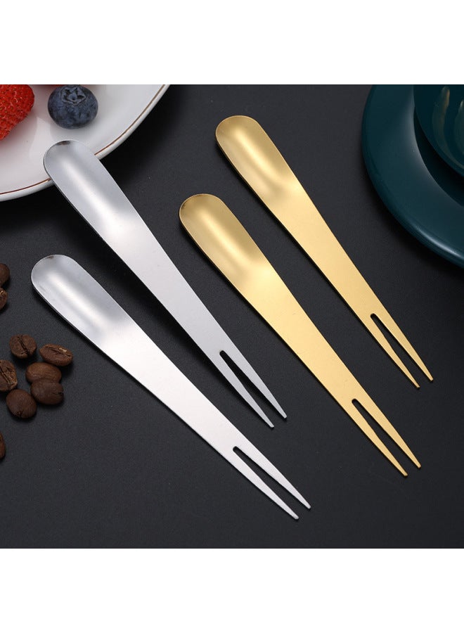 Stainless Steel Fruit Fork Kidsren's High-looking Ice Cream Spoon Household Ice Cream Fork Creative Living Room Dessert Spoon Wholesale Wine Picks-Specifications:New Fruit Fork-silver [bagged]