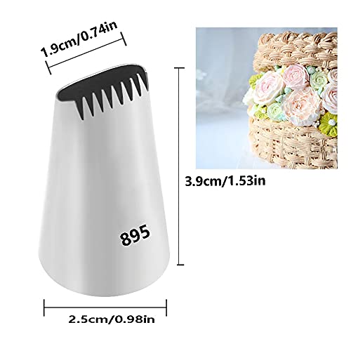 Bmaacye Large Piping Tips Set,Icing Tips with 1M Open Star Decorating Tip,2D Drop Flower Frosting Tip,1A Round Pastry Tip and 895 Basketweave Piping Tip for Cake Cupcake Decorating,4 Pcs - Image 5