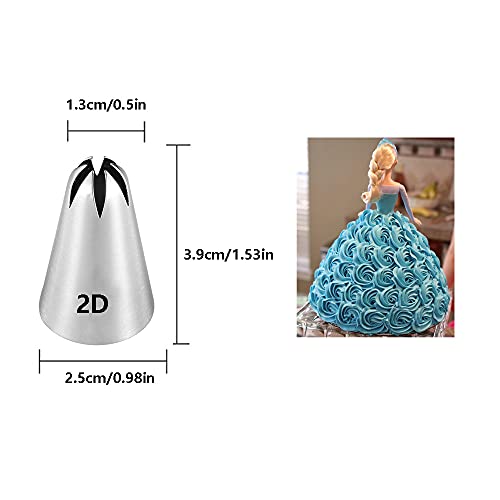 Bmaacye Large Piping Tips Set,Icing Tips with 1M Open Star Decorating Tip,2D Drop Flower Frosting Tip,1A Round Pastry Tip and 895 Basketweave Piping Tip for Cake Cupcake Decorating,4 Pcs - Image 2