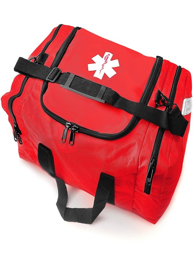 ASA TECHMED Large EMT First Responder Trauma Medical Bag Empty for Home 21x12x9 Inches, Office, School, EMTs, Paramedics, First Responders, Red - Image 1