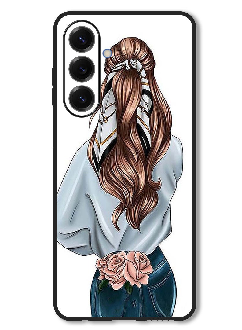 Theodor Case Compatible with Samsung Galaxy F56 6.74 Inch Protection Shockproof Bumper Cover Pink Rose Girl - Image 1