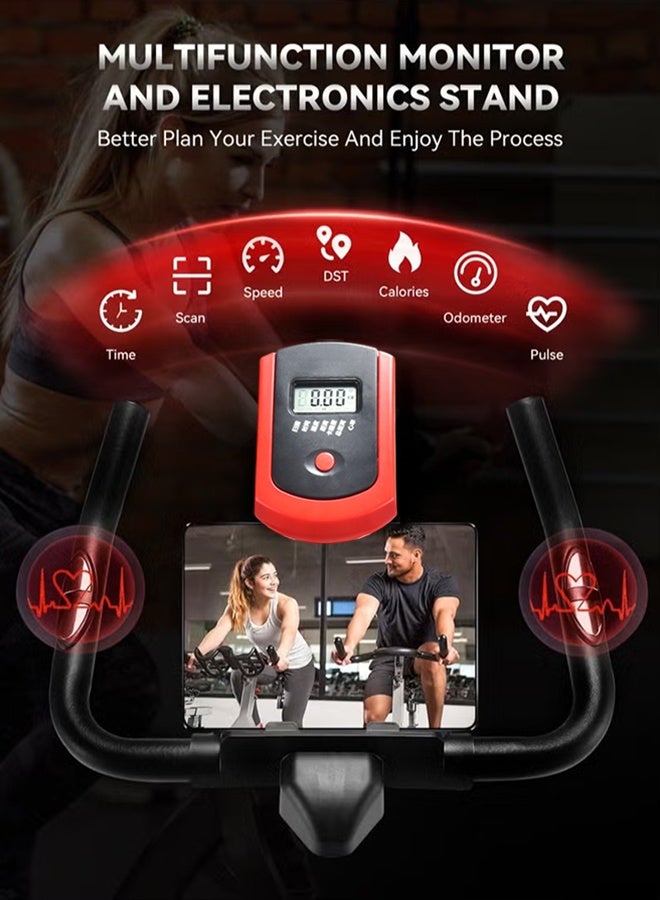 WALALLA Commercial-Grade Magnetic Exercise Bike for Home Gym - 100kg Capacity w/Silent Belt Drive, Adjustable Seat/Armrest, LCD Monitor & Phone Holder (85x45x110cm) - Image 2