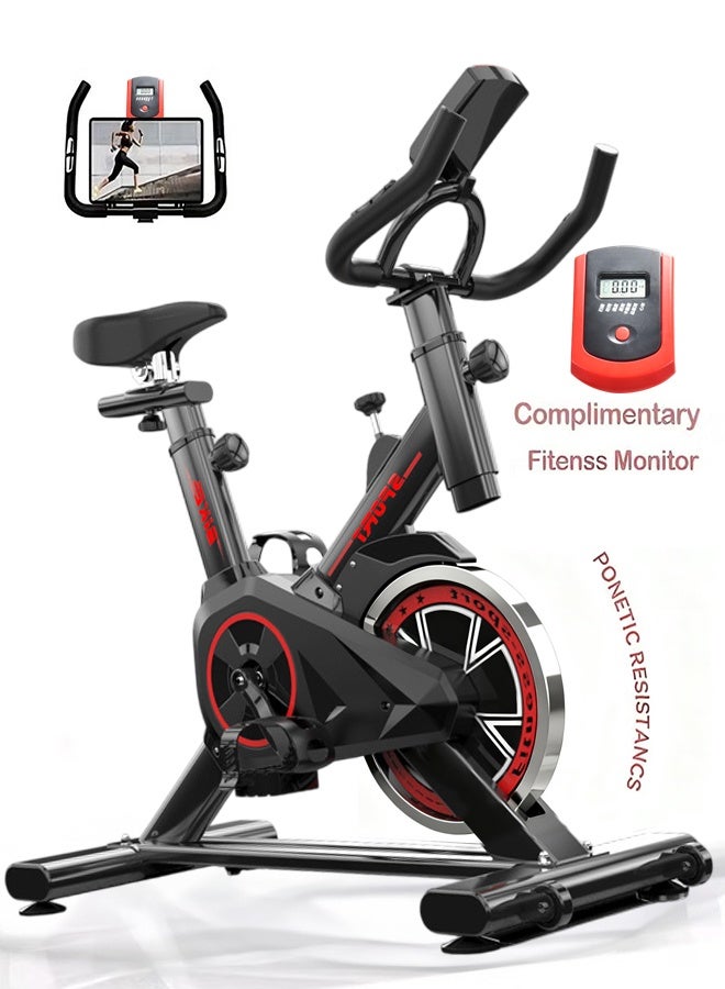 WALALLA Commercial-Grade Magnetic Exercise Bike for Home Gym - 100kg Capacity w/Silent Belt Drive, Adjustable Seat/Armrest, LCD Monitor & Phone Holder (85x45x110cm) - Image 1