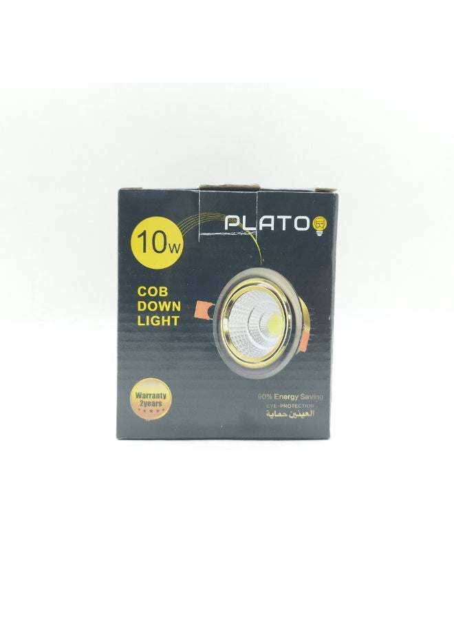م.م.ذ  دحاولا صخشلا ةكرش اهمزاولو ةرانلا  تادعم ةراجتل زنيل دنآ وتلب سبوت لايت سقفي LED COB من PLATO بقدرة 10 واط (عبوة قطعتين) | متحرك | هيكل أسود وذهبي | إضاءة دافئة 3000 كلفن - Image 5