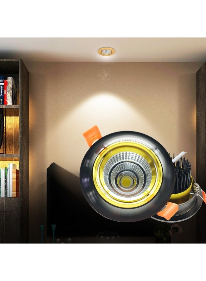 م.م.ذ  دحاولا صخشلا ةكرش اهمزاولو ةرانلا  تادعم ةراجتل زنيل دنآ وتلب سبوت لايت سقفي LED COB من PLATO بقدرة 10 واط (عبوة قطعتين) | متحرك | هيكل أسود وذهبي | إضاءة دافئة 3000 كلفن - Image 1