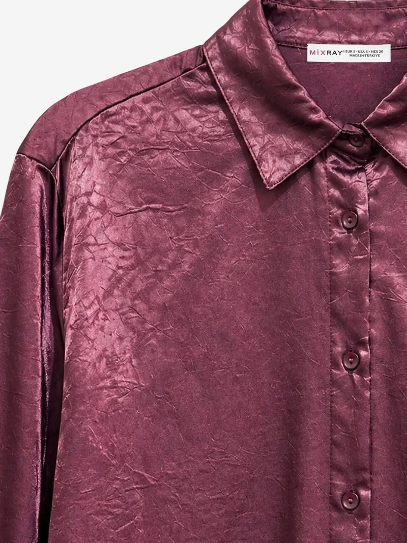 MixRay MIXRAY Regular Fit Satin Woven Button-Up Shirt