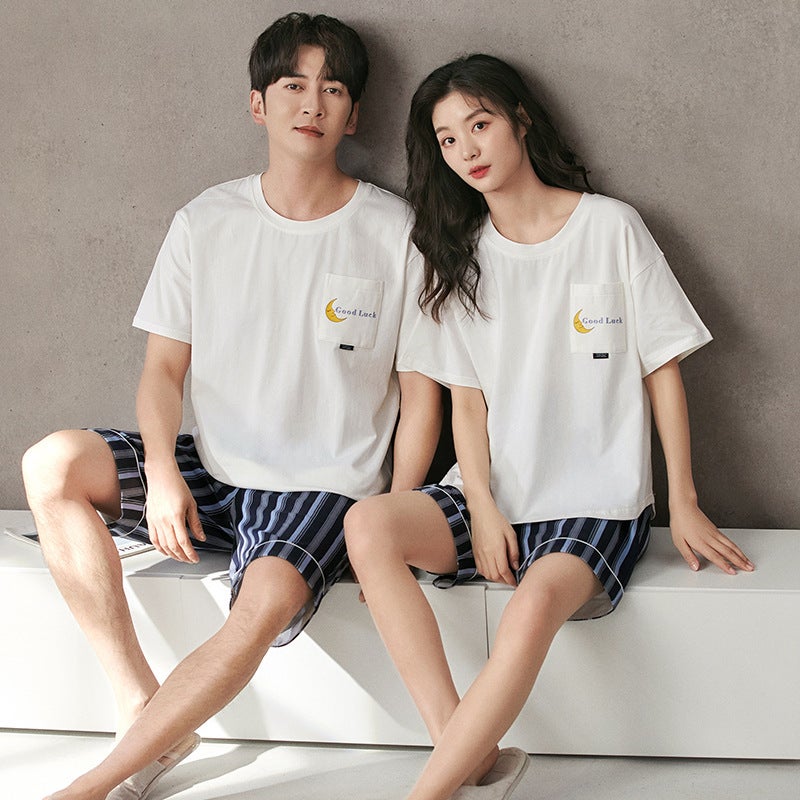 Couple Modal Pajamas Men'S And Women'S Summer Thin Short Sleeve Cool Simple Home Wear Suit - Image 5