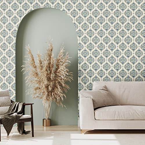 Asian Paints Folklore Design Wallpaper Non-Adhesive | wallcovering for Living Room, Bedroom Walls (52L x 1005W Centimeters, 57 sqft per roll) | Green, Grey - Image 3