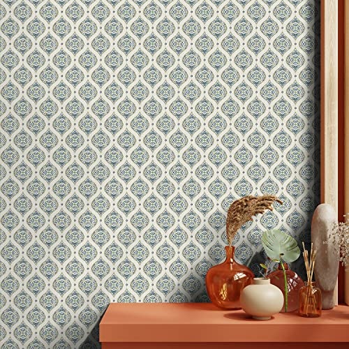 Asian Paints Folklore Design Wallpaper Non-Adhesive | wallcovering for Living Room, Bedroom Walls (52L x 1005W Centimeters, 57 sqft per roll) | Green, Grey - Image 5