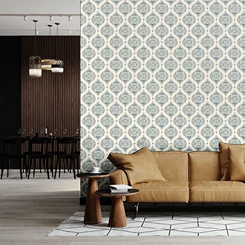 Asian Paints Folklore Design Wallpaper Non-Adhesive | wallcovering for Living Room, Bedroom Walls (52L x 1005W Centimeters, 57 sqft per roll) | Green, Grey - Image 4
