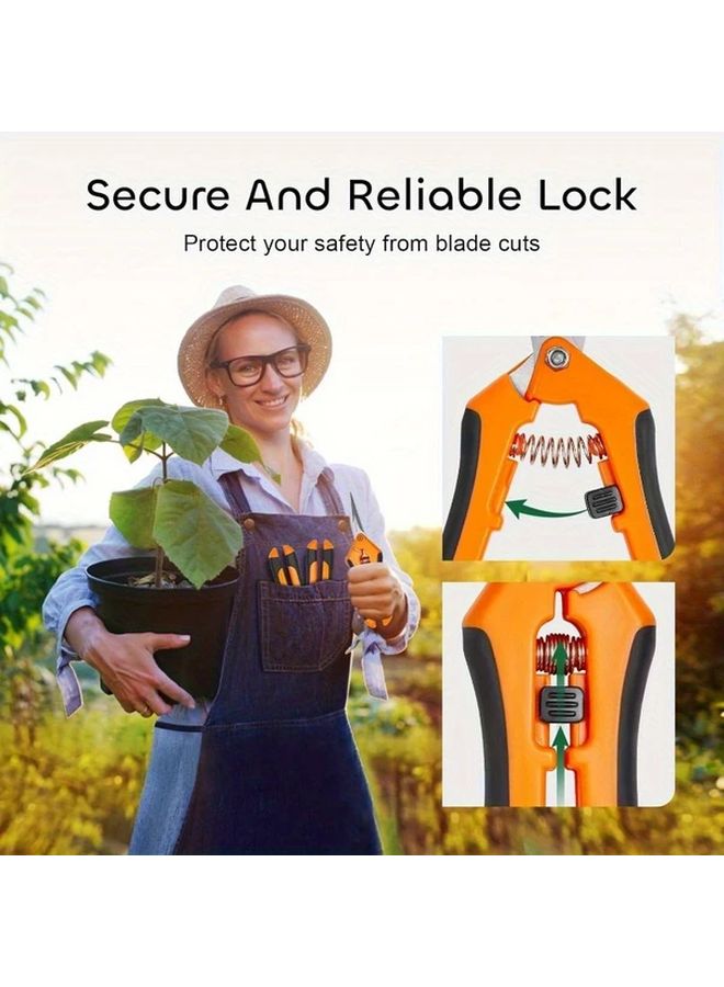 3 Pack Orange Pruning Shears 6.5 Inch Garden Snips With Ergonomic Non Slip Handles - Image 3