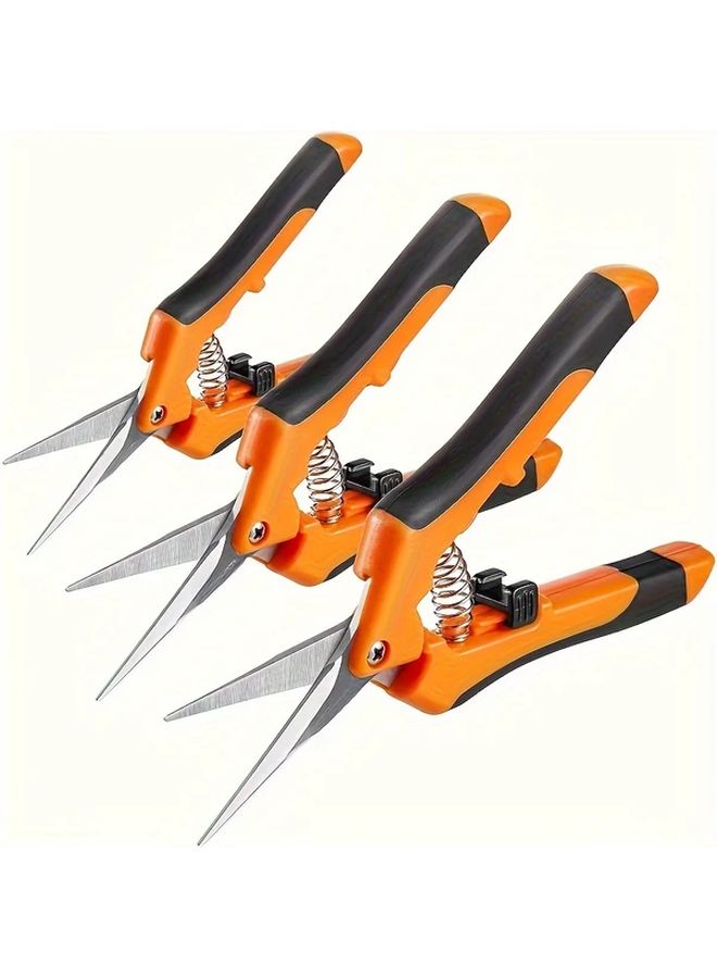 3 Pack Orange Pruning Shears 6.5 Inch Garden Snips With Ergonomic Non Slip Handles - Image 2