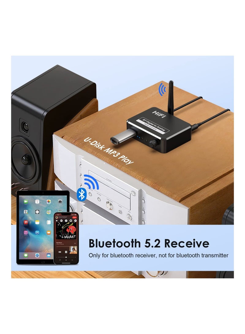 Captaintech Digital to Analog Audio Converter, 5.2 Bluetooth DAC with 3.5mm Output Coaxial Digital to Analog Bluetooth Receiver Audio Adapter with Digital to Analog Converter for TV, Game Console, CD Player, MP3 - Image 3