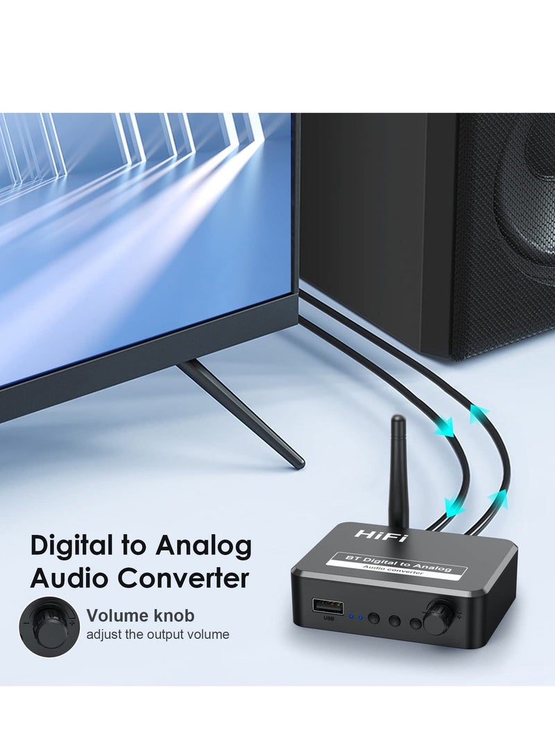 Captaintech Digital to Analog Audio Converter, 5.2 Bluetooth DAC with 3.5mm Output Coaxial Digital to Analog Bluetooth Receiver Audio Adapter with Digital to Analog Converter for TV, Game Console, CD Player, MP3 - Image 5