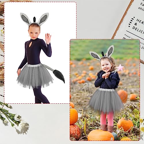 Newcotte 3 Pcs Halloween Costume Animal Tutu Ears Headband Tail Fancy Dress Costume Kit for Youth Adult Halloween Cosplay(Donkey,18-28 Years) - Image 3