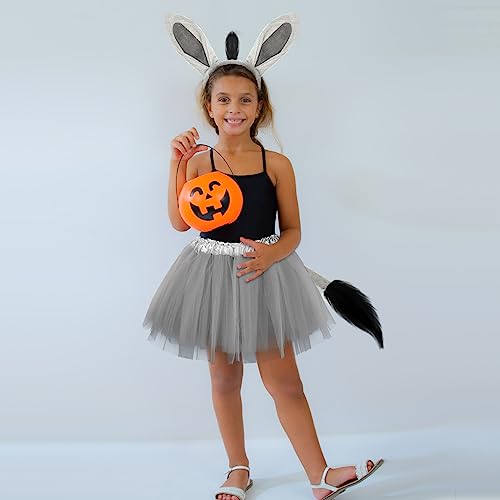 Newcotte 3 Pcs Halloween Costume Animal Tutu Ears Headband Tail Fancy Dress Costume Kit for Youth Adult Halloween Cosplay(Donkey,18-28 Years) - Image 5
