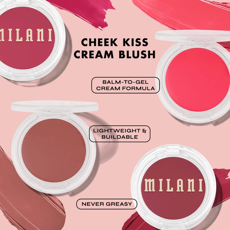Milani Blush Makeup â€“ Cheek Kiss Cream Blush for Cheeks, Buildable Cream-to-Gel Blusher & Lip Tint, Dewy Natural Color, Hydrating - Merlot Moment - Image 3