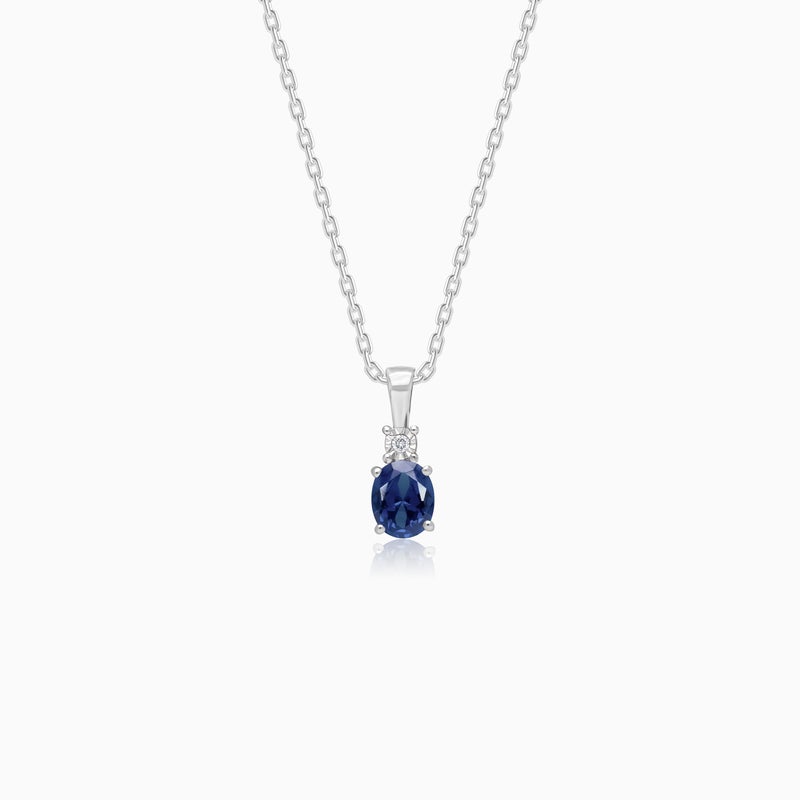 Jawhara Jewellery قلادة سلسلة من الذهب الأبيض عيار 18 قيراط للنساء، قلادة ياقوت مع لمسات من الماس الطبيعي، مجموعة المجوهرات الفاخرة الكلاسيكية، هدية أنيقة متألقة من جوهرة للمجوهرات - Image 1