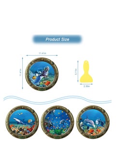 SYOSI Ocean World Wall Stickers with Plastic Spatula, Removable Porthole School of Fish Wall Decor, 3D Sealife Art Decals for Kids Nursery Bedrooms Living Rooms Decoration, PVC material (4Pcs)  - Image 3