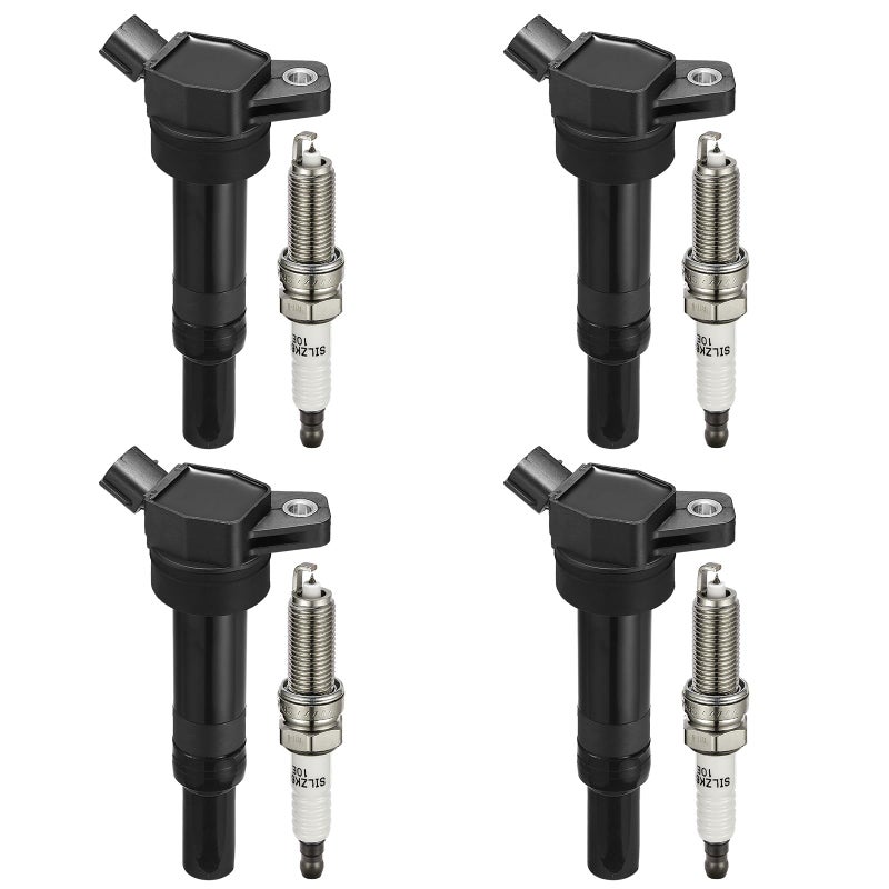 BDFHYK Ignition Coil Pack UF651 and Iridium Spark Plug 9686 Compatible with Kia Soul 2012 2013 2014 2015 Hyundai Elantra Coupe GT 2016-2018 Hyundai Tucson Kia Forte Coil Pack 1.8L 2.0L l4 Set of 4 - Image 1
