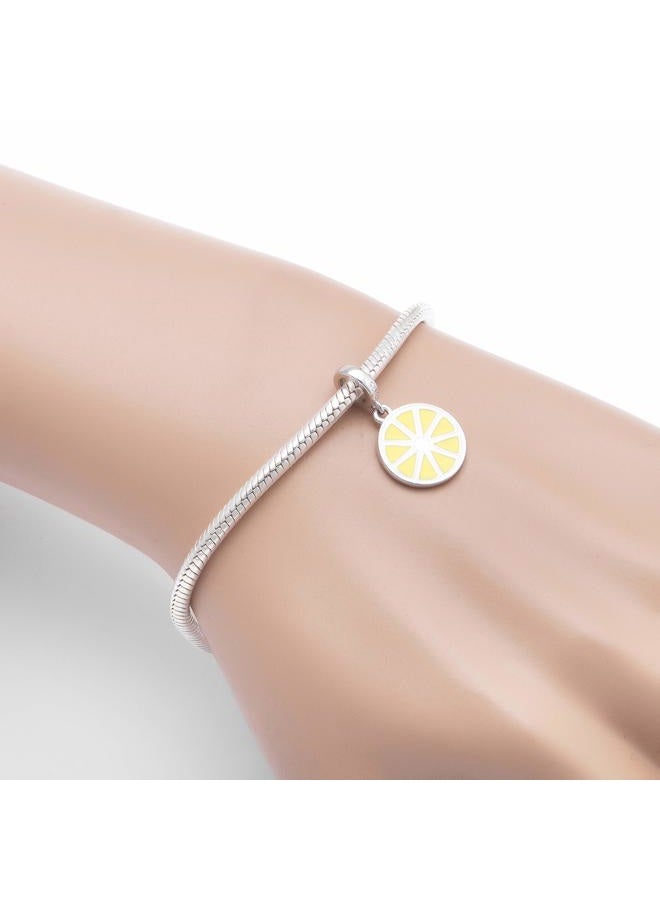 SOUKISS Yellow Lemon Charms 925 Sterling Silver Fruit Dangle Charms Fits European Bracelet - Image 5