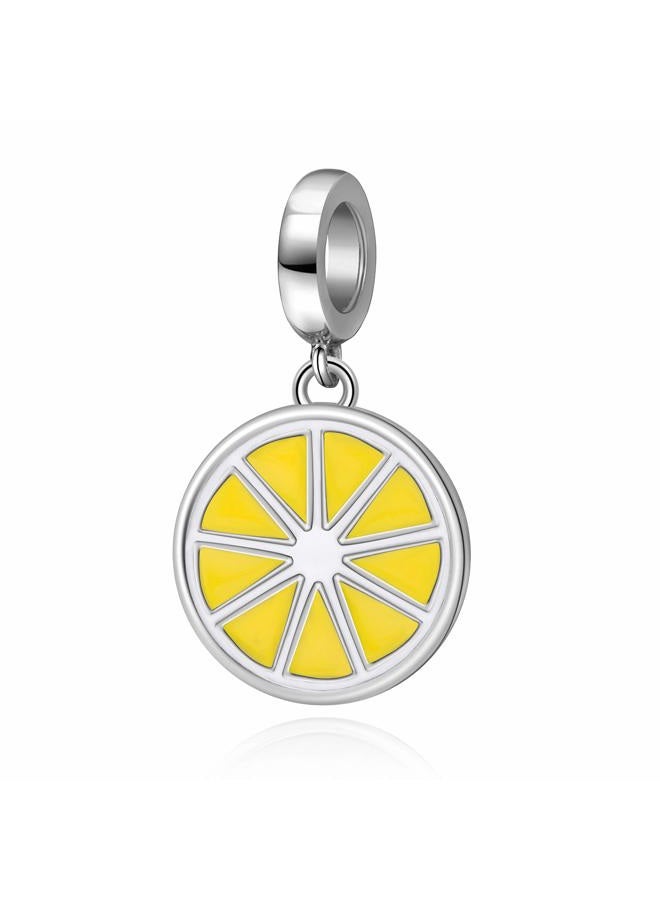 SOUKISS Yellow Lemon Charms 925 Sterling Silver Fruit Dangle Charms Fits European Bracelet - Image 1