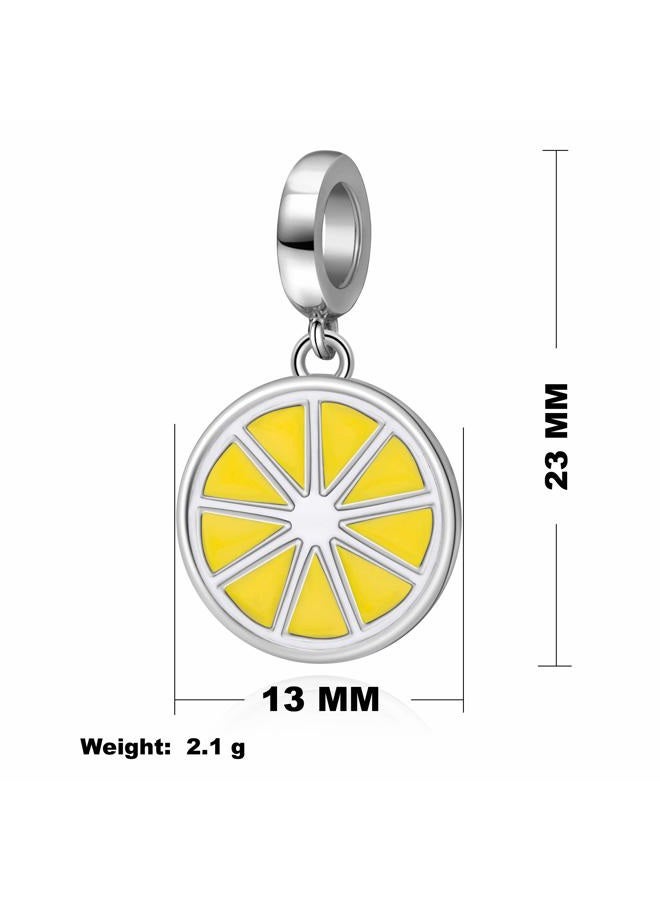 SOUKISS Yellow Lemon Charms 925 Sterling Silver Fruit Dangle Charms Fits European Bracelet - Image 2
