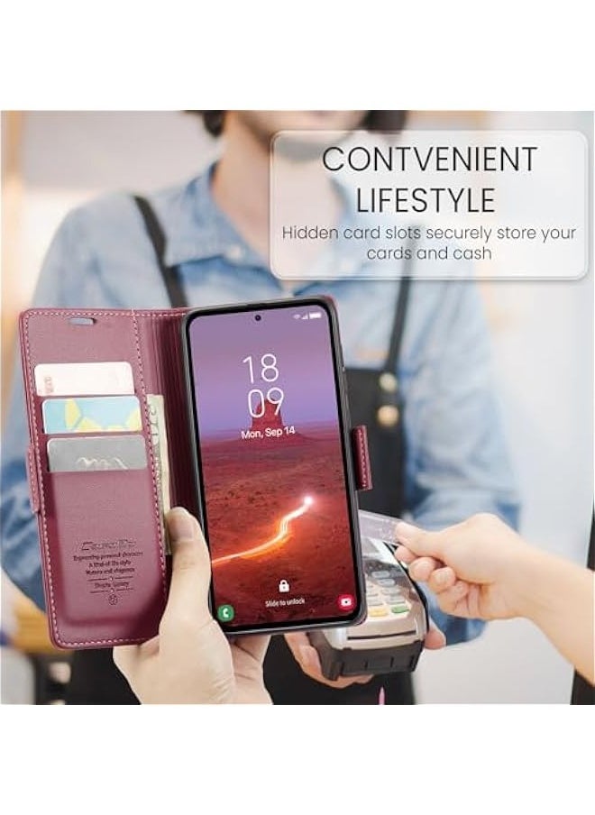 Leather protective cover for Samsung Galaxy A55 5G Red