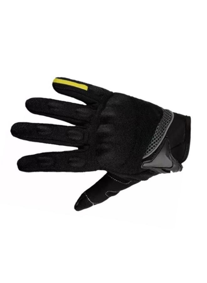Thoraya Motorcycle Gloves PVC Nylon Full Finger Cycling Gloves with Hook and Loop for MTB Riding Road Racing Black L  - Image 3