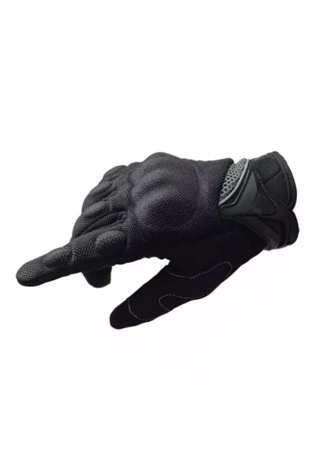 Thoraya Motorcycle Gloves PVC Nylon Full Finger Cycling Gloves with Hook and Loop for MTB Riding Road Racing Black L  - Image 5