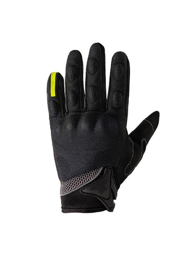 Thoraya Motorcycle Gloves PVC Nylon Full Finger Cycling Gloves with Hook and Loop for MTB Riding Road Racing Black L  - Image 1