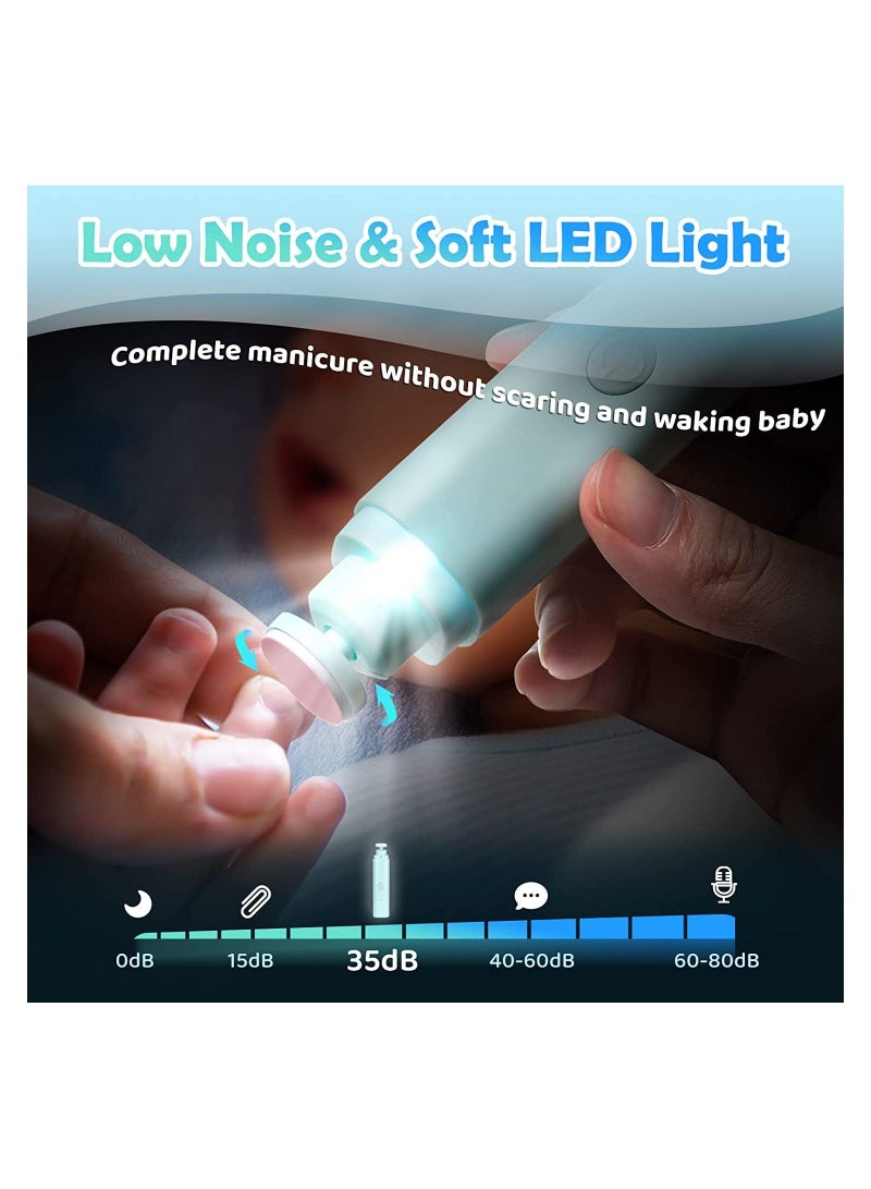 Y&D Baby Electric Nail File, 8 in 1 Safe Fingernail Clippers Cutter, Newborn Care Set for Infant Kids Toes, Fingernails, Blue - Image 3