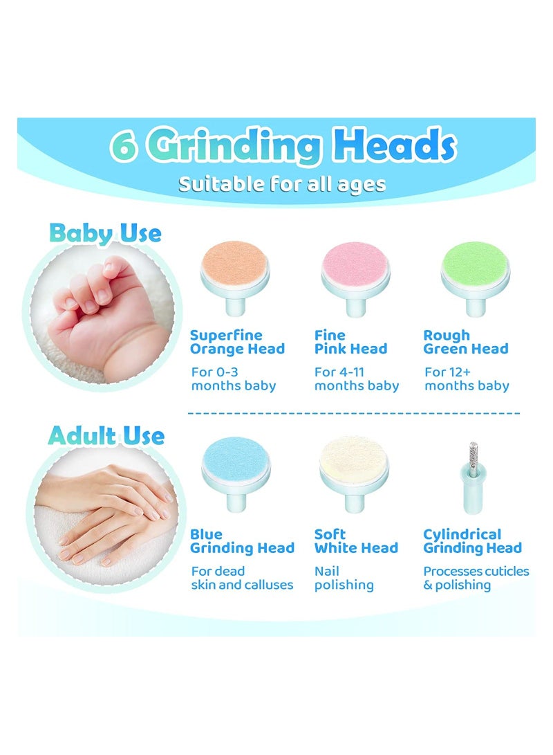 Y&D Baby Electric Nail File, 8 in 1 Safe Fingernail Clippers Cutter, Newborn Care Set for Infant Kids Toes, Fingernails, Blue - Image 2