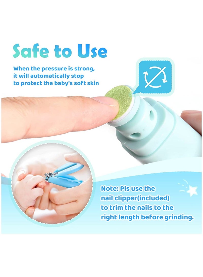 Y&D Baby Electric Nail File, 8 in 1 Safe Fingernail Clippers Cutter, Newborn Care Set for Infant Kids Toes, Fingernails, Blue - Image 5