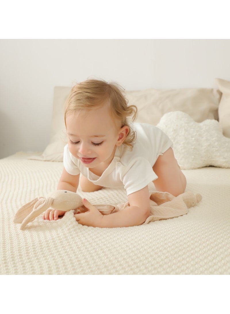 Gobell Baby Pure Cotton Cloth Comfort Towel Baby Sleeping Doll with Sensory Teether Khaki - Image 2