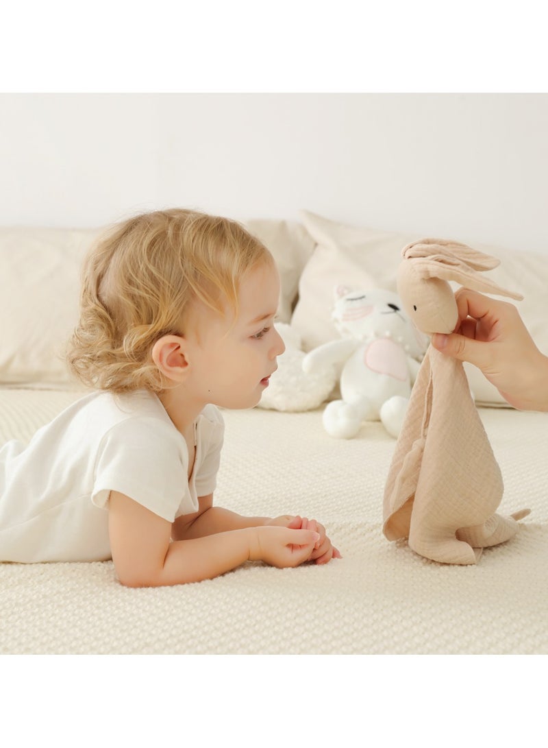 Gobell Baby Pure Cotton Cloth Comfort Towel Baby Sleeping Doll with Sensory Teether Khaki - Image 1