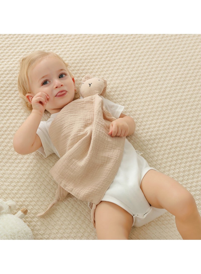 Gobell Baby Pure Cotton Cloth Comfort Towel Baby Sleeping Doll with Sensory Teether Khaki - Image 4