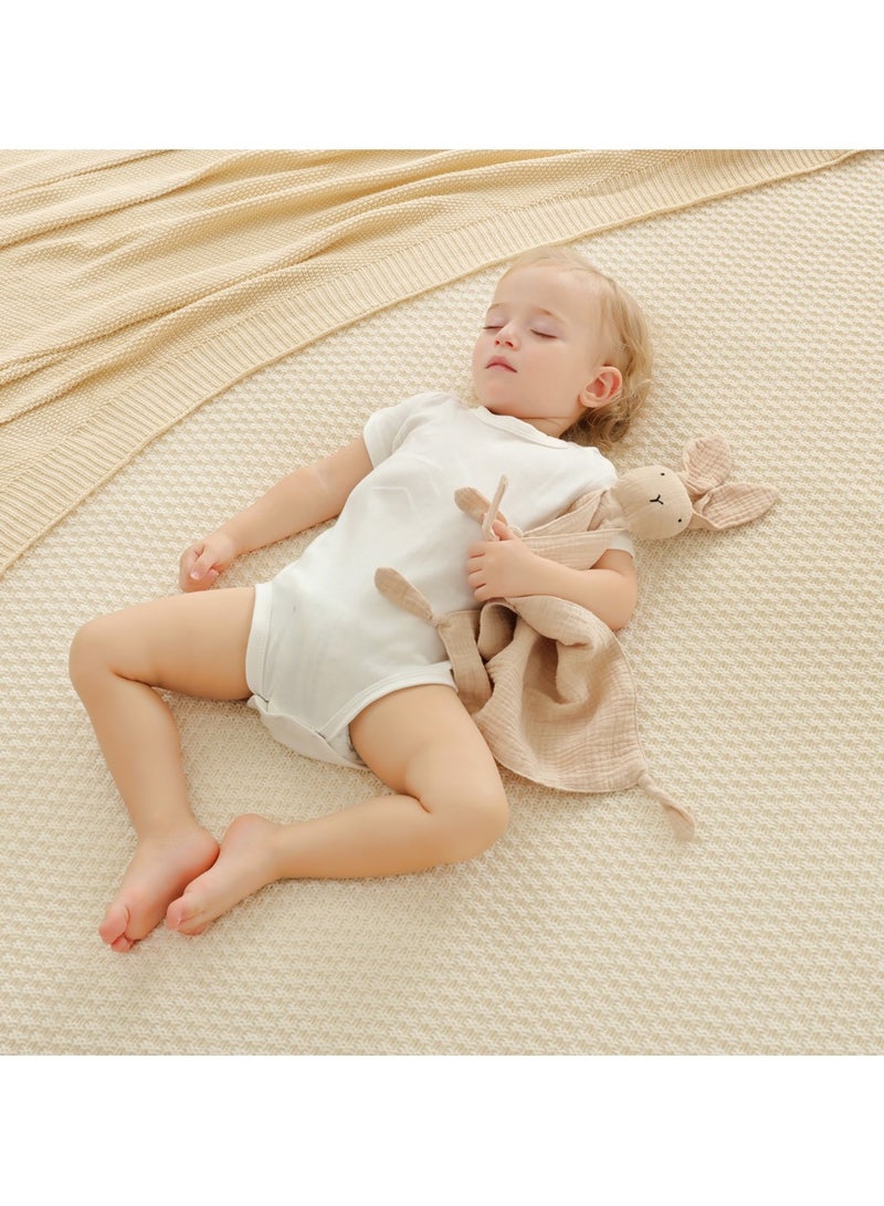 Gobell Baby Pure Cotton Cloth Comfort Towel Baby Sleeping Doll with Sensory Teether Khaki - Image 5