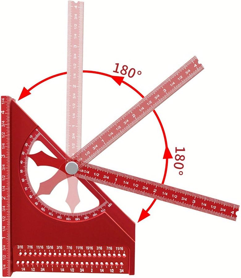 Aluminum Alloy 180 Degree Adjustable Angle Protractor Tool for Woodworking and Construction - Image 5