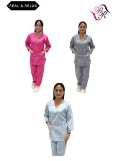 FUCHSIA PINK - GREY -SKY BLUE