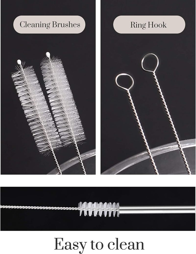 IDELLA Set of 4 Reusable Metal Straws, Long Stainless Steel Straw with Cleaning Brushes, Drinking for 30 oz and 20 oz Tumblers.(2Bent + 2 Straight + 1 Brush) - Image 3