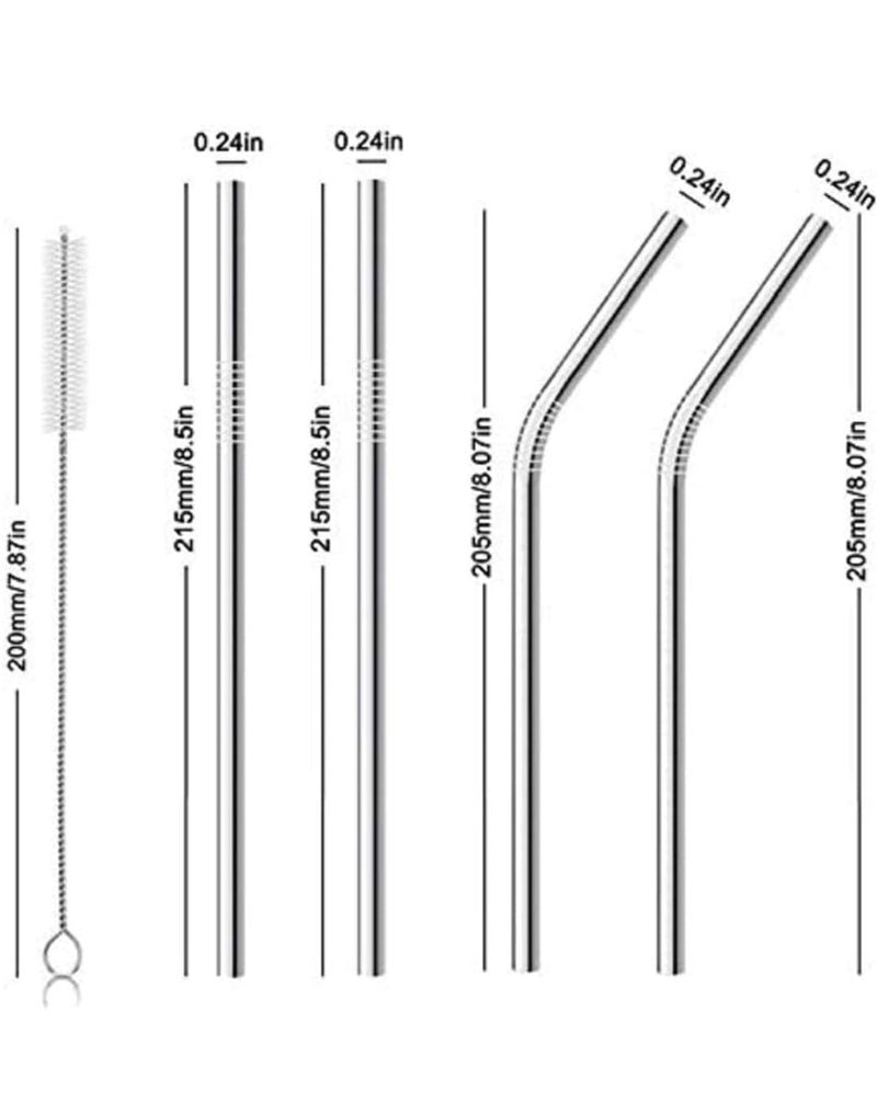 IDELLA Set of 4 Reusable Metal Straws, Long Stainless Steel Straw with Cleaning Brushes, Drinking for 30 oz and 20 oz Tumblers.(2Bent + 2 Straight + 1 Brush) - Image 2