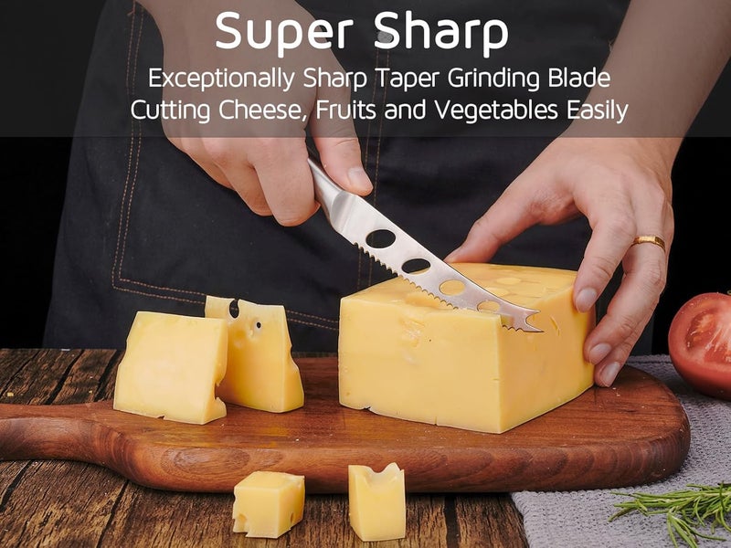 WELLSTAR Cheese Knife, Serrated Tomato Knife 5 Inch Sharp High Carbon Stainless Steel Blade for Cutting All Cheese Types – Silver - Image 2