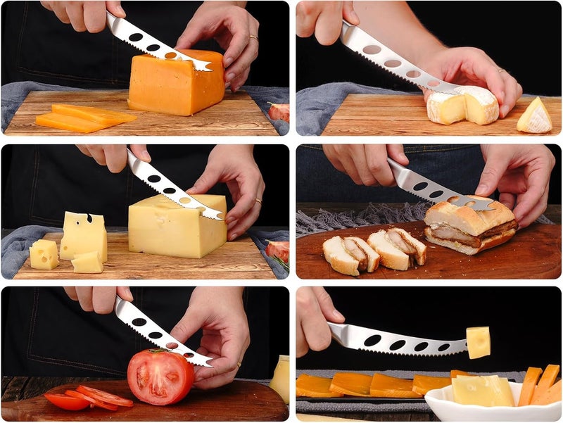 WELLSTAR Cheese Knife, Serrated Tomato Knife 5 Inch Sharp High Carbon Stainless Steel Blade for Cutting All Cheese Types – Silver - Image 3