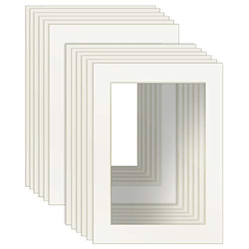 Zbeivan 5X7 White Picture Mats With Core Bevel Cut Frame Mattes For 4X6 Pictures- Pack Of 12