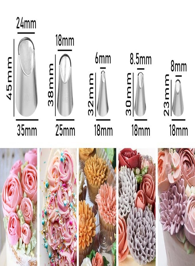 Dr.Pedi 5 Pieces Rose Flower Piping Tips Set Cake Decorating Tips Icing Piping Nozzles Set Cupcake Decorating Kit Cupcake Pastry Tool - Image 4