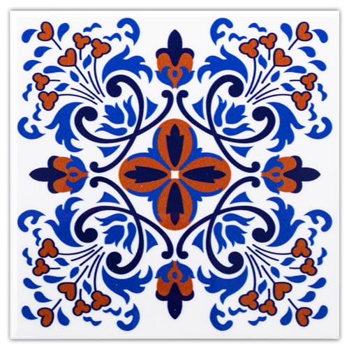 DICOFUN 32 Colorful Talavera Mexican Tile Peel and Stick Backsplash, 6" x 6" Waterproof Stick on Wall Tiles (Style 5) - Image 1